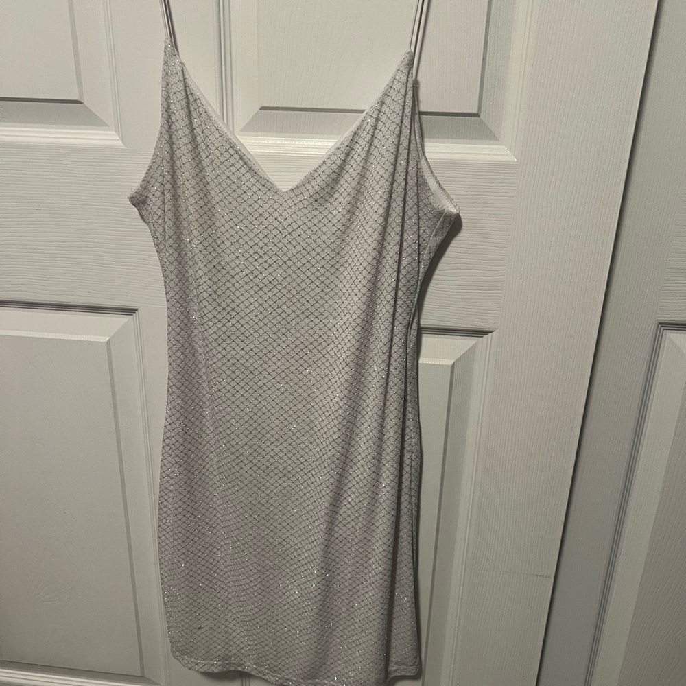 B Darlin Metallic Silver Dress